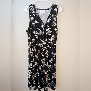 French Grey Black & White Floral Midi Dress